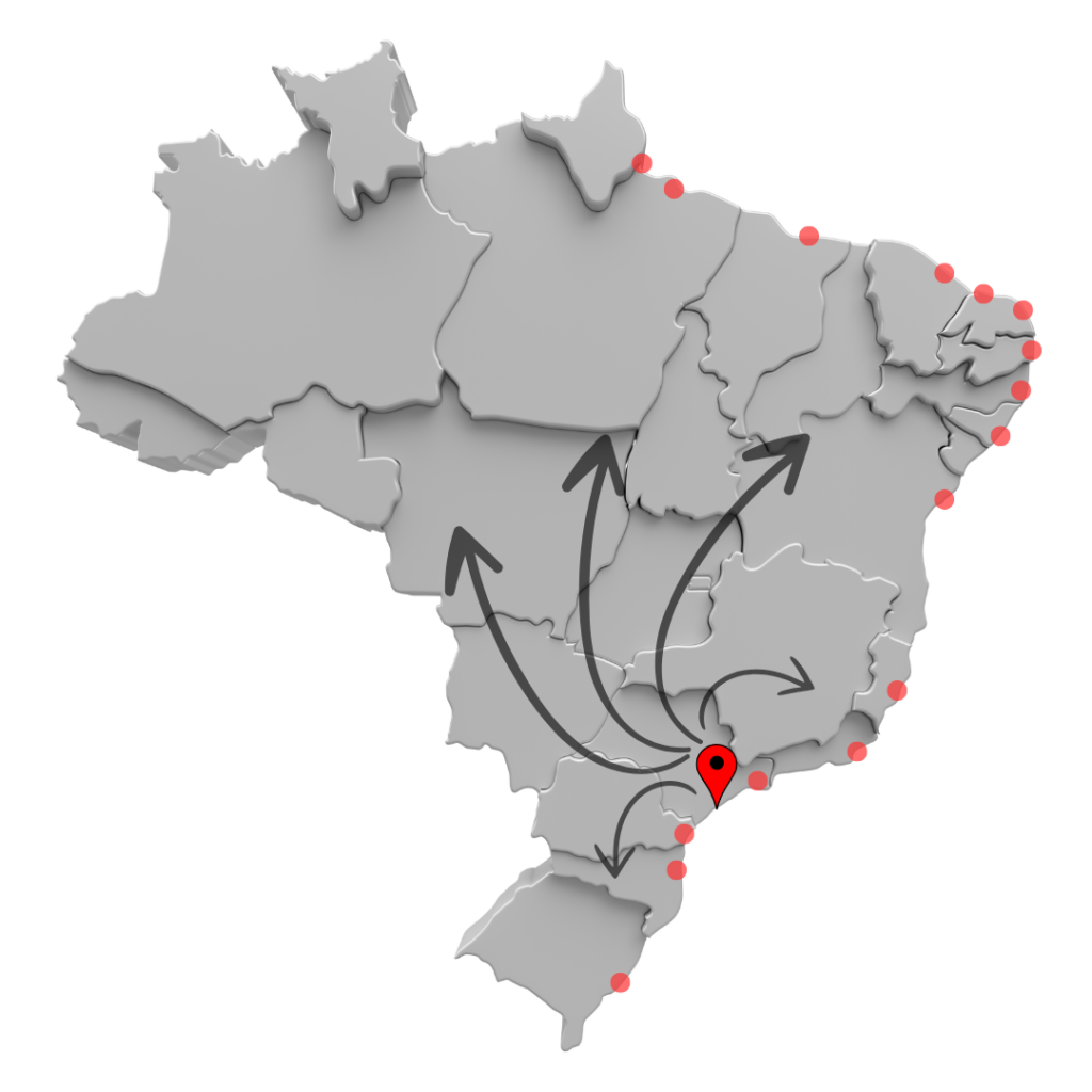 Shipping agency in Brazil covering all Brazilian ports from Santos – United Port Services national operations map